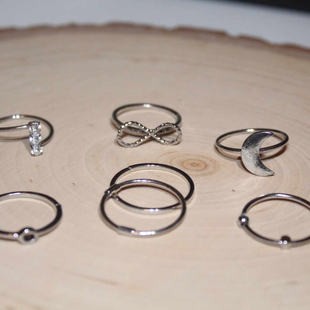 Silver Stacking Rings Set - Picture 2 of 2